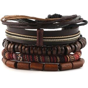 Brown and Black Wrap Bracelet Set